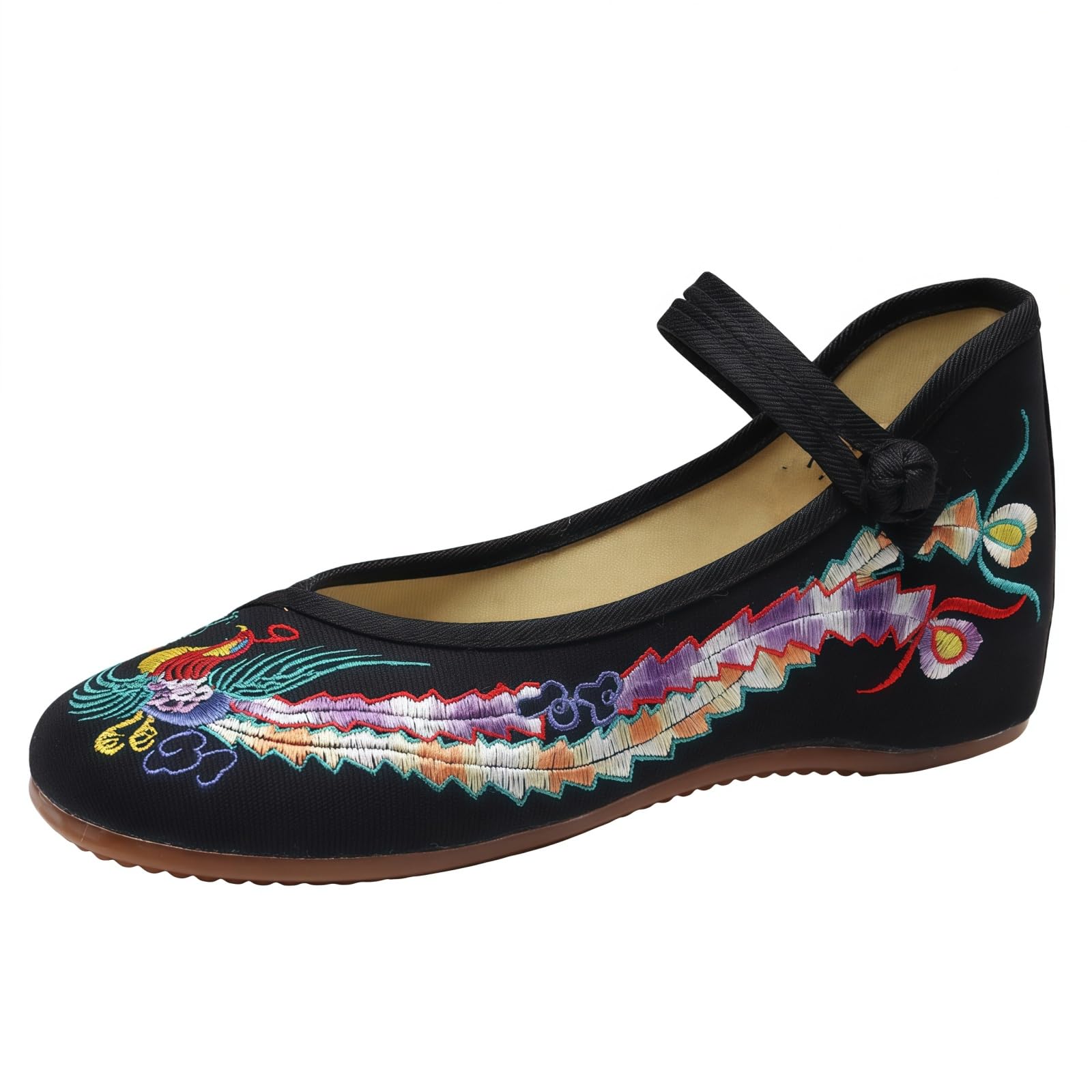 Chaussures Femme à Broderie Florale Chinoise Wedges Mary Jane Traditionnelles Asiatiques Chaussures de Ballet, Yoga, Mariage Toile Semelle Caoutchouc