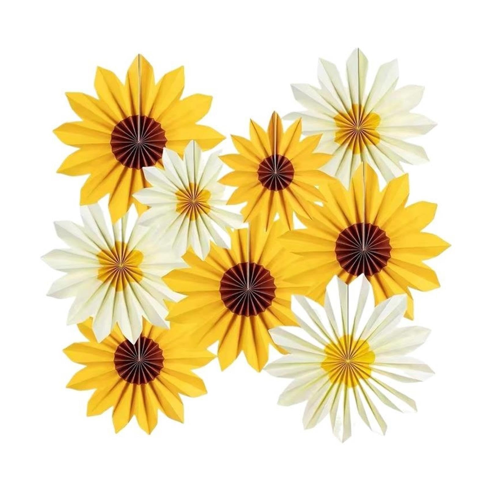 1 Juego De Decoración Flores Abanico Papel Girasol Para Decoraciones