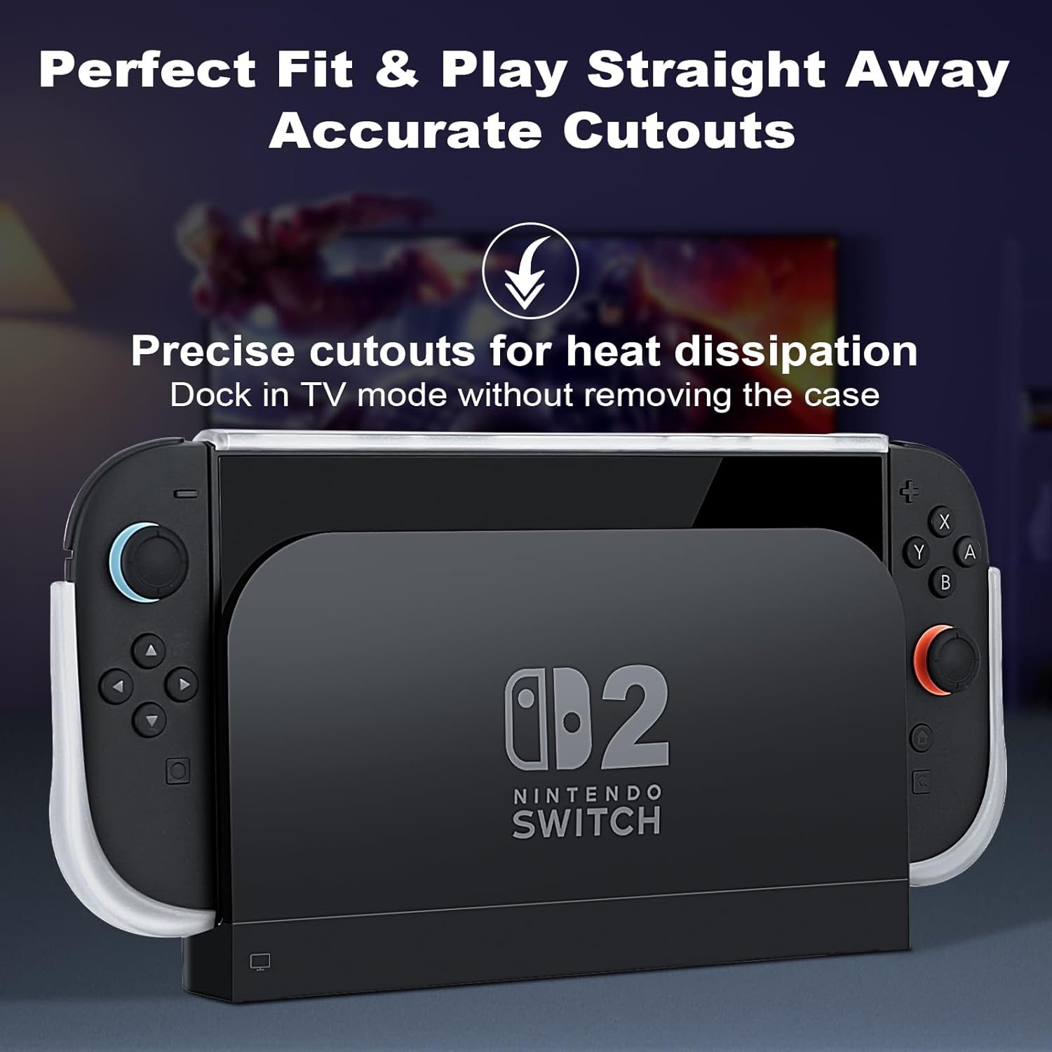 Protective Case for Nintendo Switch 2, Slim Dockable TPU Cover, Kickstand Compatible, Shockproof Protection - Lightweight Design, No Front Screen Layer -Clear Black/ -Clear White (Clear White) - Image 6