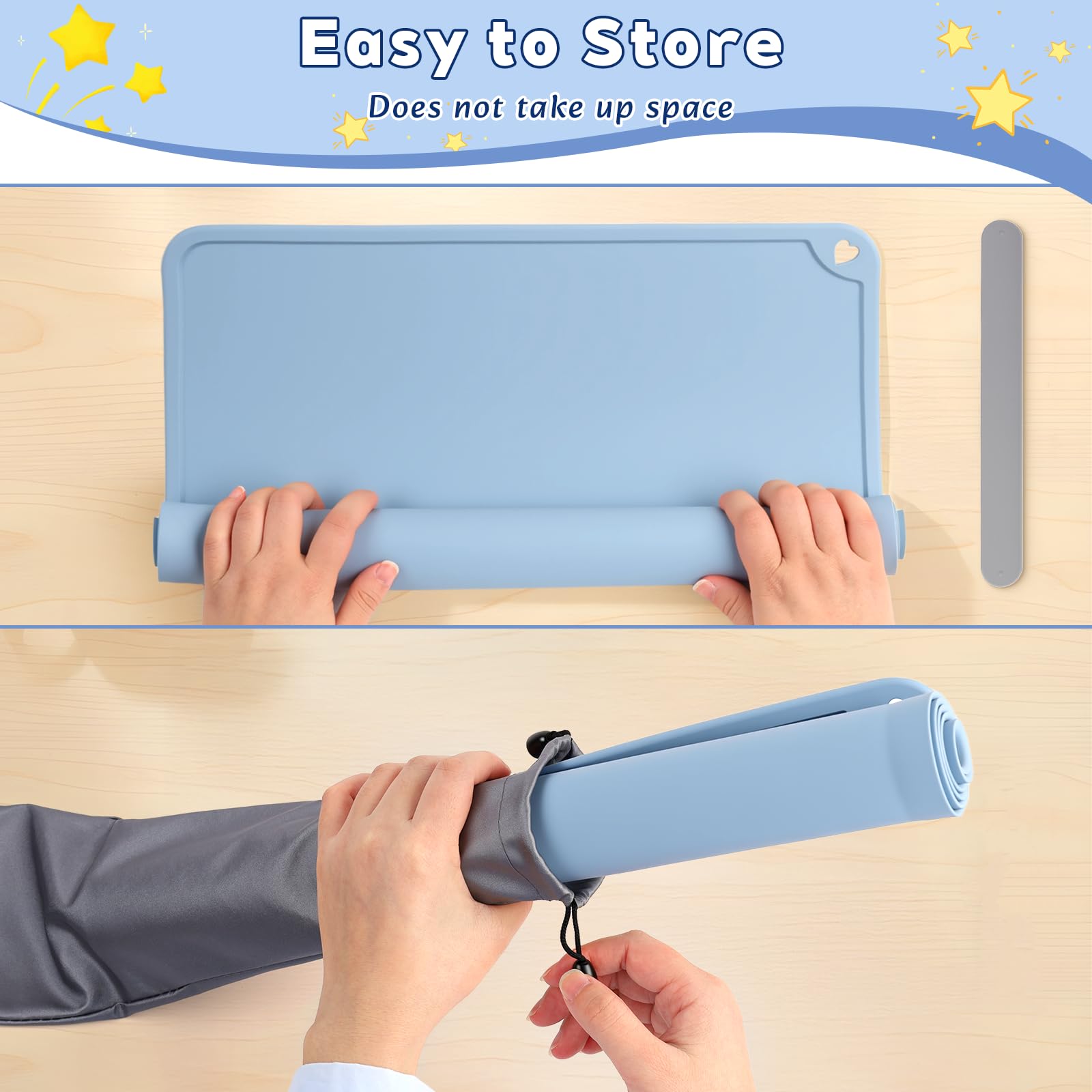Tapis de Peinture en Silicone 60 x 40 cm avec Clip Magnétique et Sac de Rangement