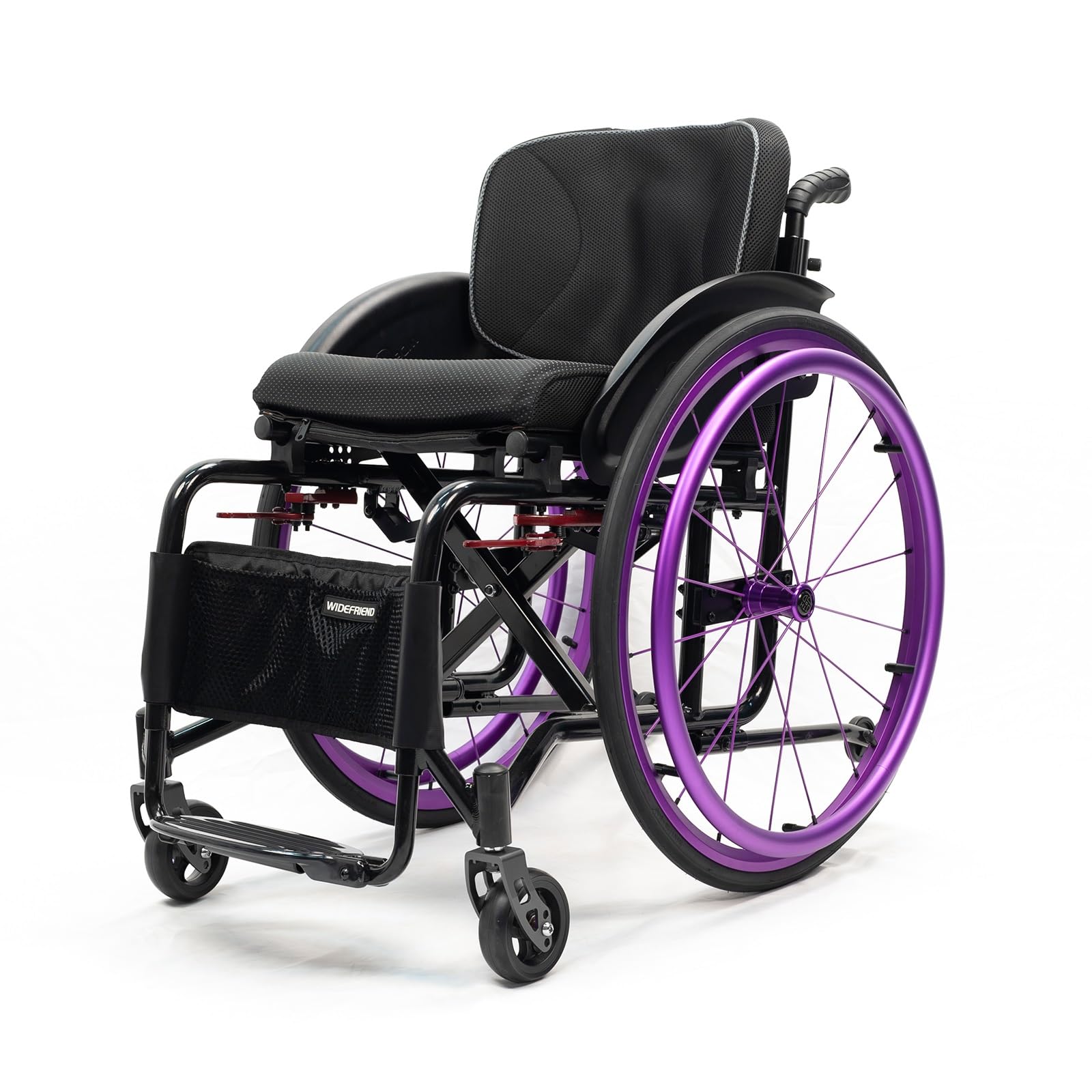 SXSLTSA All-Terrain Ultra Lightweight Sports Wheelchair Foldable Adjustable Footrest and Seat Height, Handbrakes,Suitable for Teenagers, Adults, Seniors(Purple2,Seat Width 42cm/16.5in)