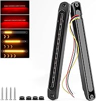 PSEQT 10" Sequential LED Trailer Tail Light Bar - Red Brake Stop & Amber Turn Signals, Smoked Waterproof IP67 Lens for Trucks RVs UTVs