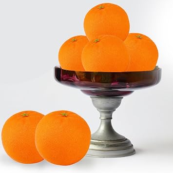 Fake Orange, 6 Pcs Faux Plastic Oranges, Artificial Fruit Decoration