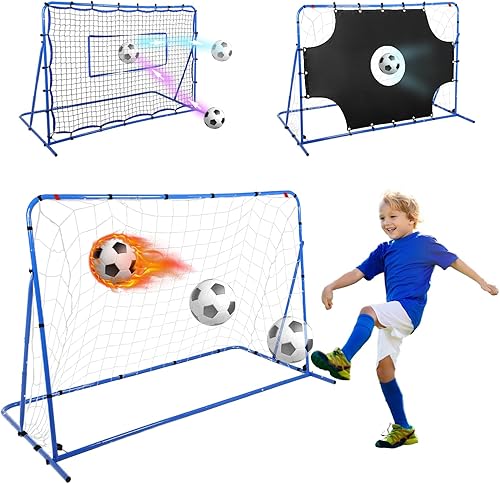 FAHKNS Tres modos de portería de fútbol (6 x 4 pies), red de objetivo y red de rebote, entrenamiento de precisión, resistente al desgarro,