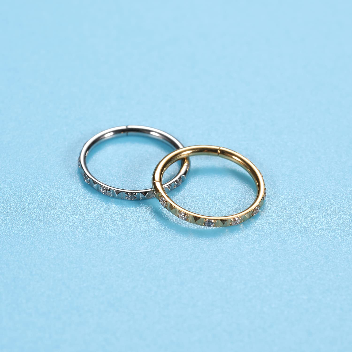 AROWRO 20G 18G 16G 14G CZ pierścienie do przegrody nosowej chrząstki muszla kolczyk obręcz stal chirurgiczna 316L muszla stokrotka helix tragus piercing biżuteria septum clicker dla kobiet mężczyzn