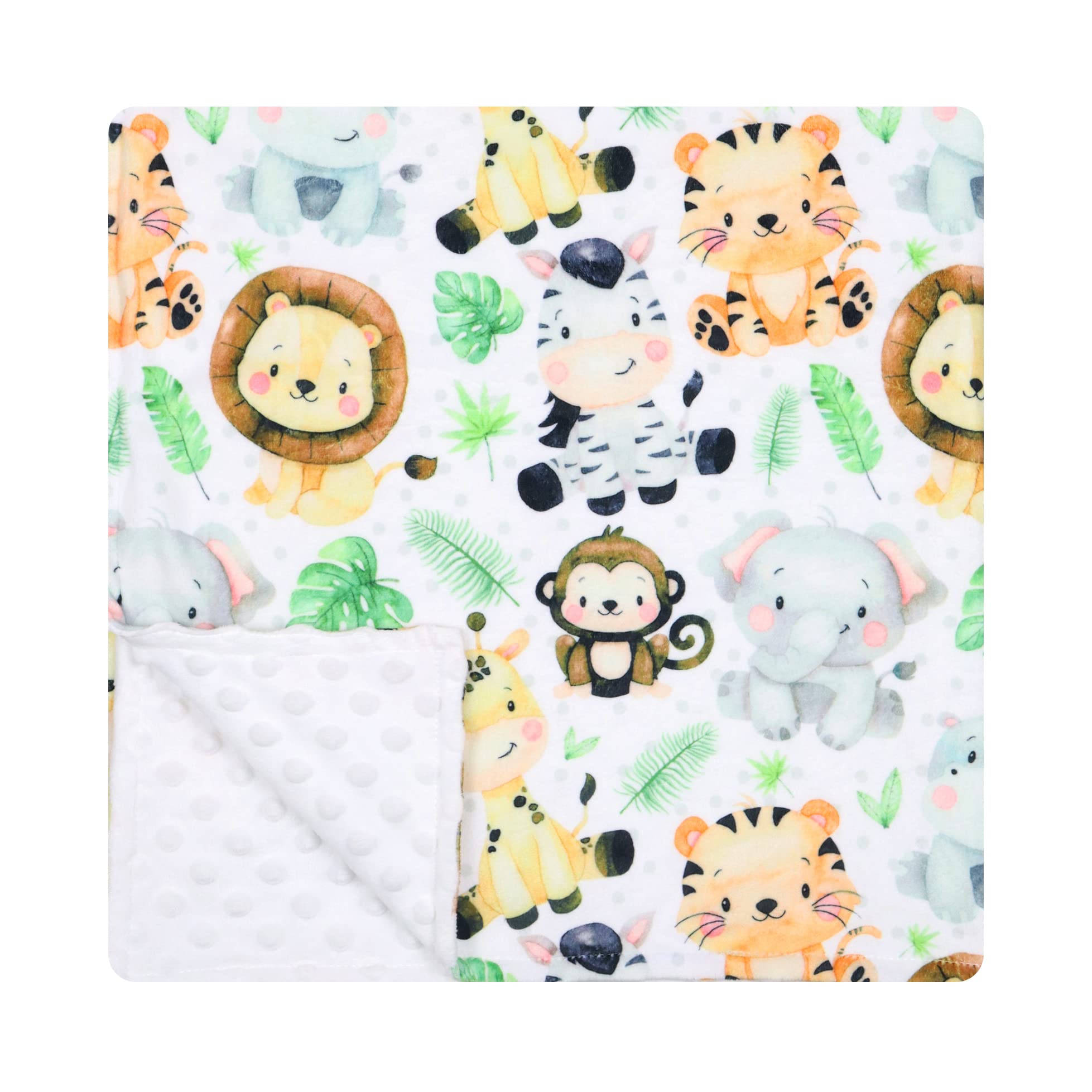 TerribooMinky Baby Bed Blanket Newborn Mink Blanket Double Layer with Dotted Backing (Animal)