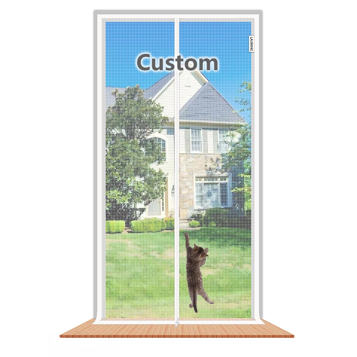 Gatto personalizzato schermo porta fai da te rinforzato Maglia Cerniera creen porta animali domestici prova schermo prevenire Pet Escape porte tende