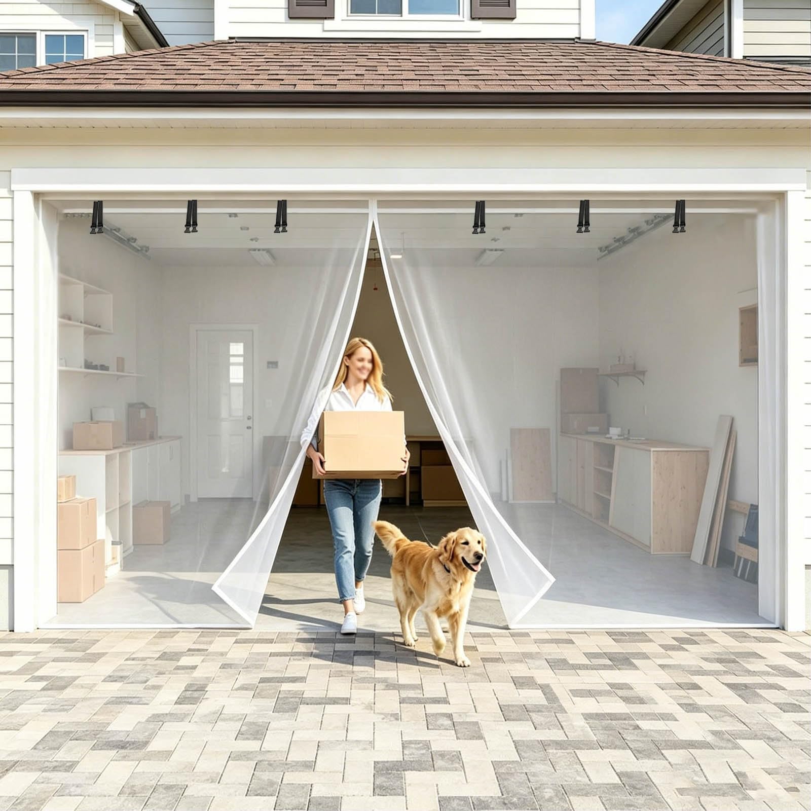 Moustiquaire pour garage anti-insectes en fibre de verre magnétique