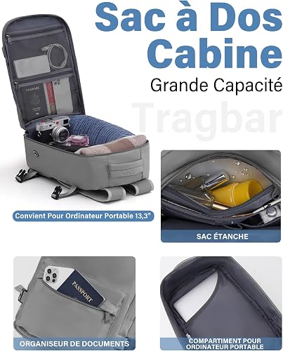 COOLIFE Ryanair Valise Cabine 55 x 35 x 20 et Bagage Cabine 40x20x25(20L), Bagages Cabine Bagage à Main Rigide avec Serrure TSA et 4 roulettes Jumelées Adapté Aux Voyages - 6