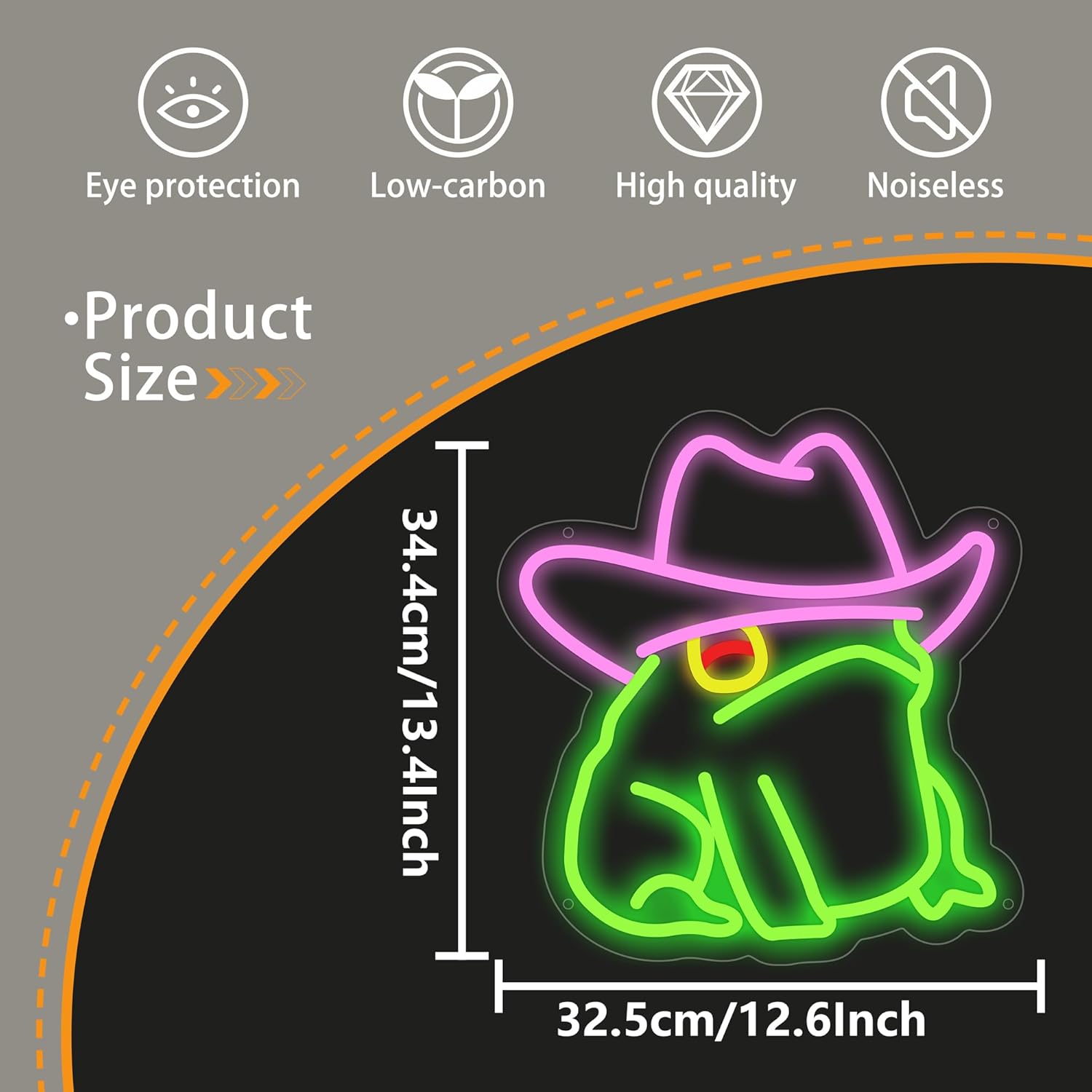 Cowboy Frog Neon Sign, Cowboy Toad Led Signs for Wall Decor, Dimmable Neon Light Sign for Bedroom, Game Room, Kids Room, Bar Decoration, USB Powered Light Up Signs for Party Decor - Image 4