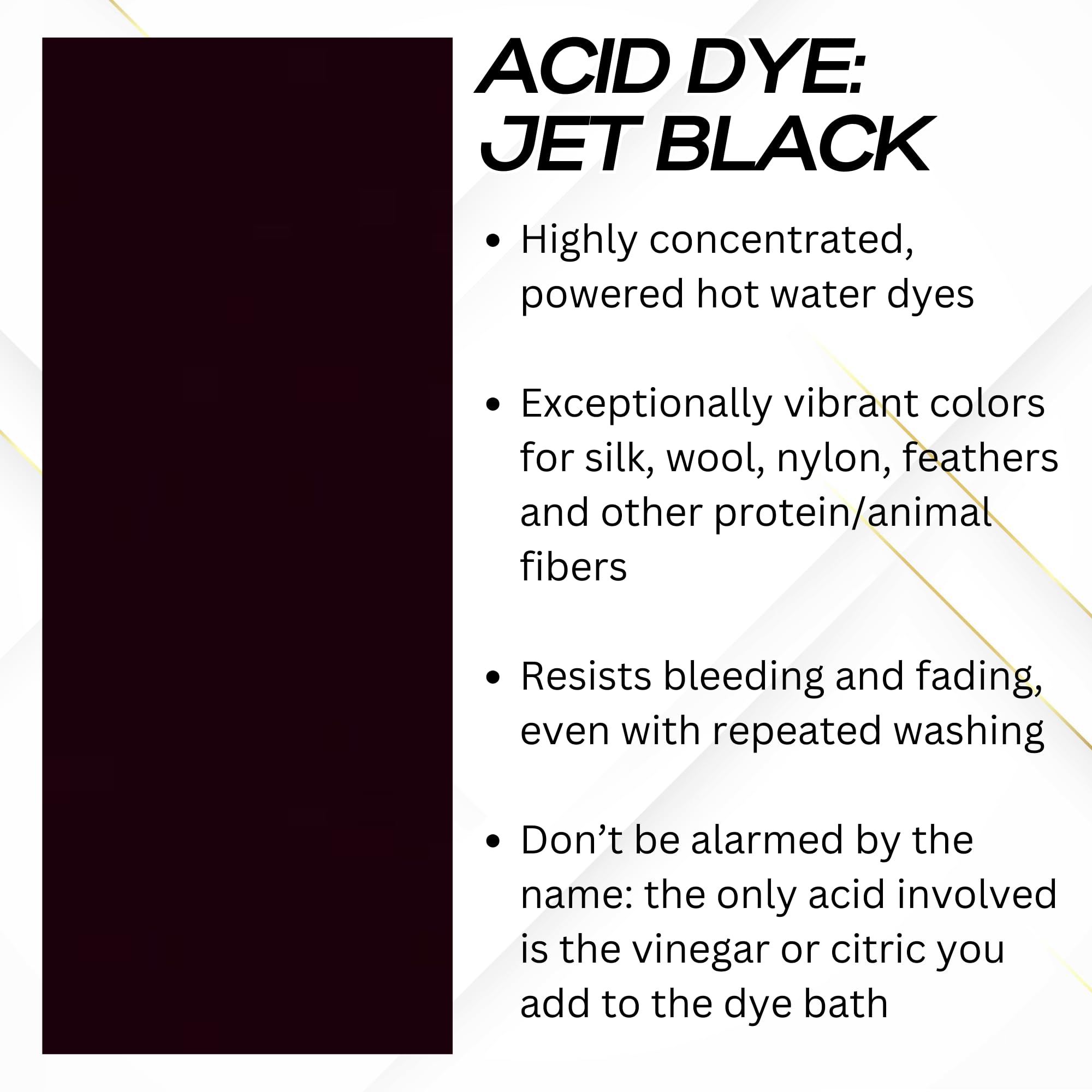 Jacquard Acid Dye 1/2oz Jar Jet Black - Acid Dye for Wool, Silk, Alpaca, Feathers, Cosplay Wigs and Nylon - Powder Wool Dye for Full Coverage Dyeing - Vibrant Acid Silk Dye