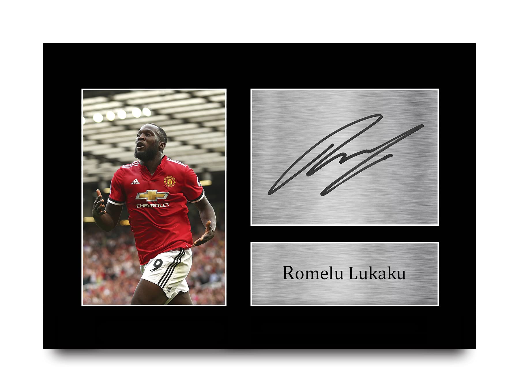 HWC Trading Romelu Lukaku Gift Signed A4 Printed Autograph Gifts Photo Display