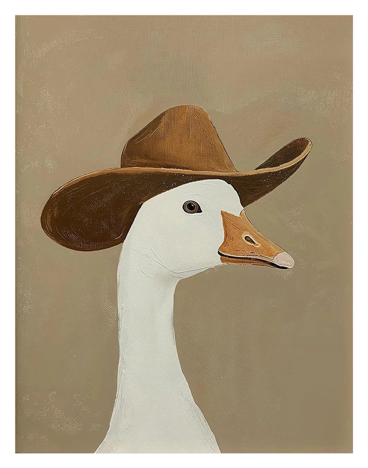 XENITE Wall Art Canvas Prints Brown Cowboy Hat Silly Cowboy Goose,western Nursery Art,neutral Boy Room Animal Art Wall Decoration Frameless Canvas Painting(B,40X50cm)
