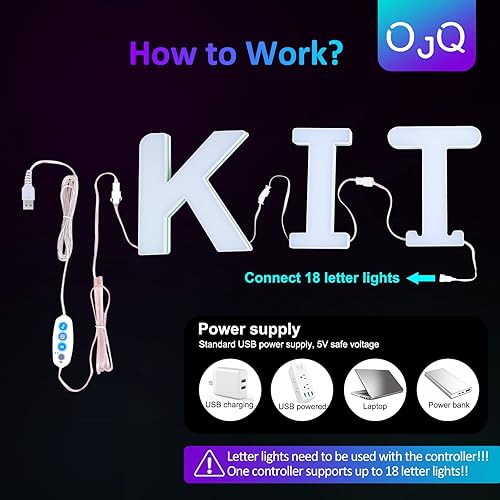 Miniatura 3 de Luces LED con letras RGB, letras iluminadas con brillantina del alfabeto, sincronización de música, letras que cambian de color, luces para regalo