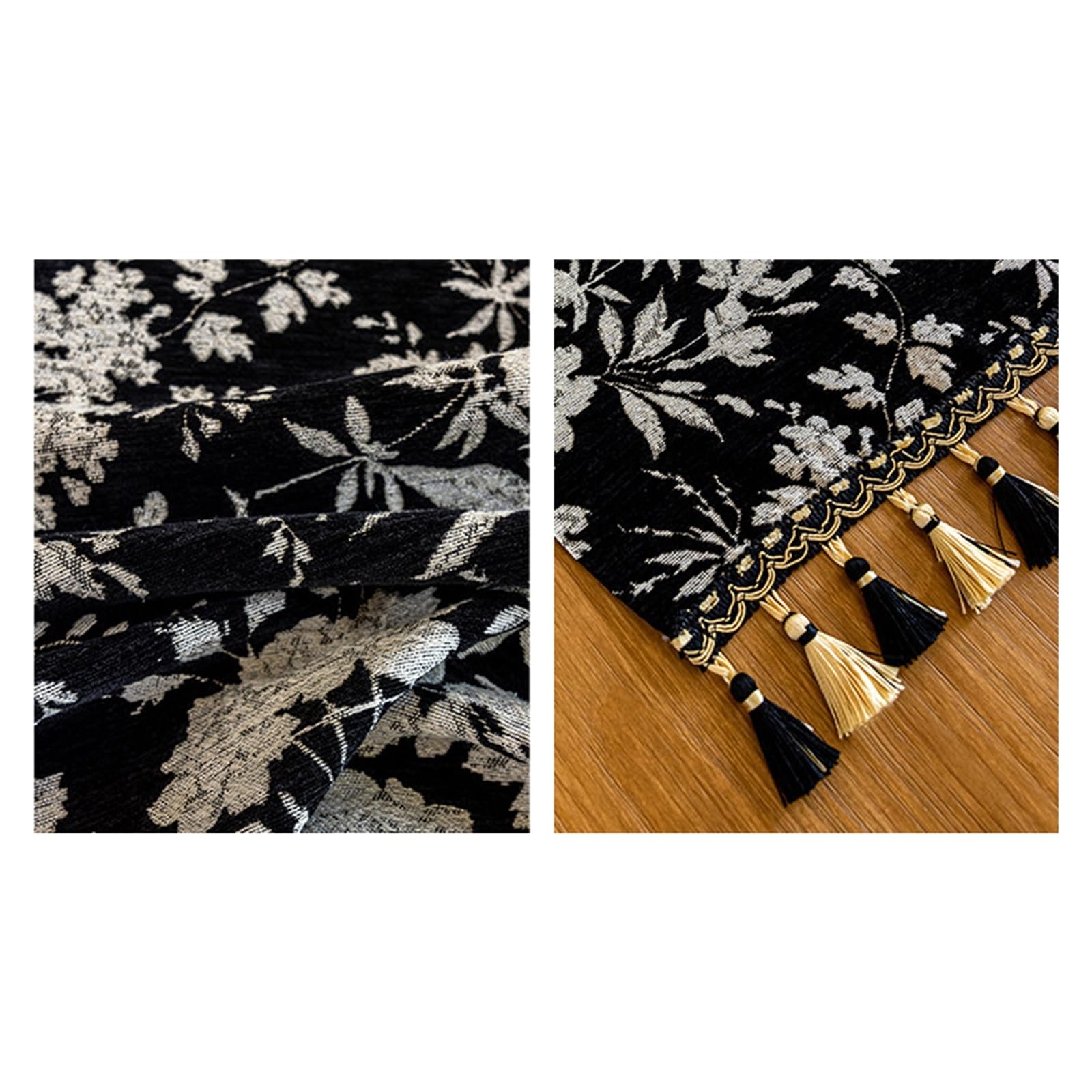 Tischläufer Hochzeit Polyester, Tischläufer Modern 35x210 cm, Leinenoptik mit Jacquard Aus Blättern und Blumen