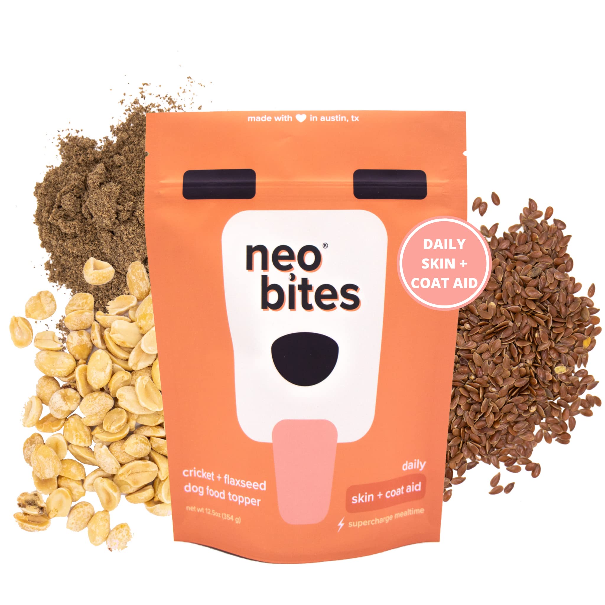 Neo Bites Dog Food Toppers | Skin and Coat Supplement | Vet-Formulated for Itchy Skin Relief | Hypoallergenic & Rich in Probiotics, Prebiotics & Omega