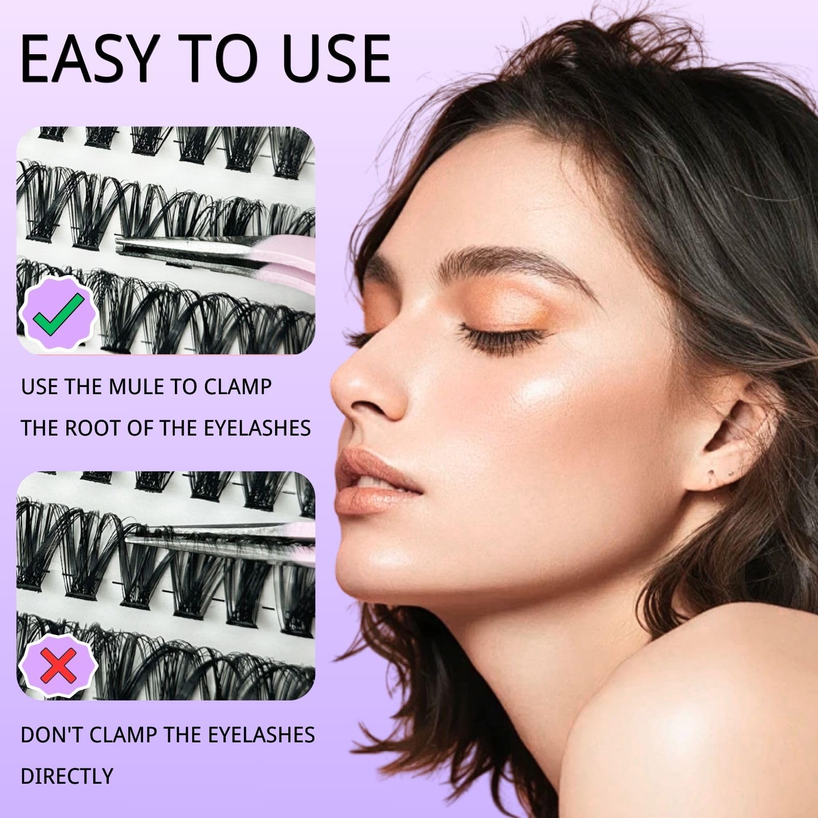 KEYRI 270 Pieces Individual Eyelashes 60-80-100D Cluster Lashes Kit DIY Eye Lashes Fluffy Russian Eyelashes Extensions D Curl Durable Eyelash Clusters for Girls and Women (10-18mm Mix) - Image 4