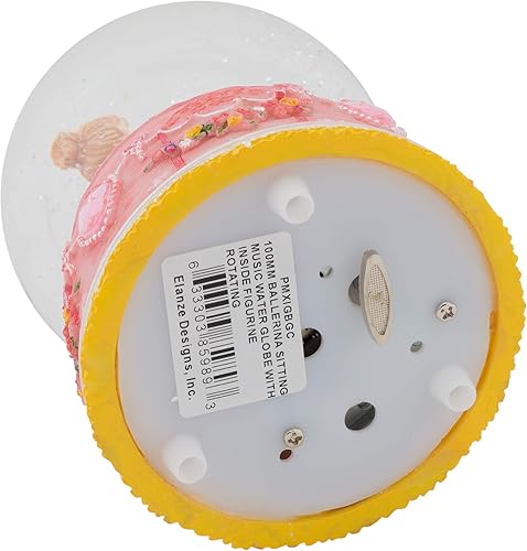 Miniatura 5 de Elanze Designs Estatuilla giratoria de bailarina sentada de 3.937 in globo de agua juega Tune Swan Lake