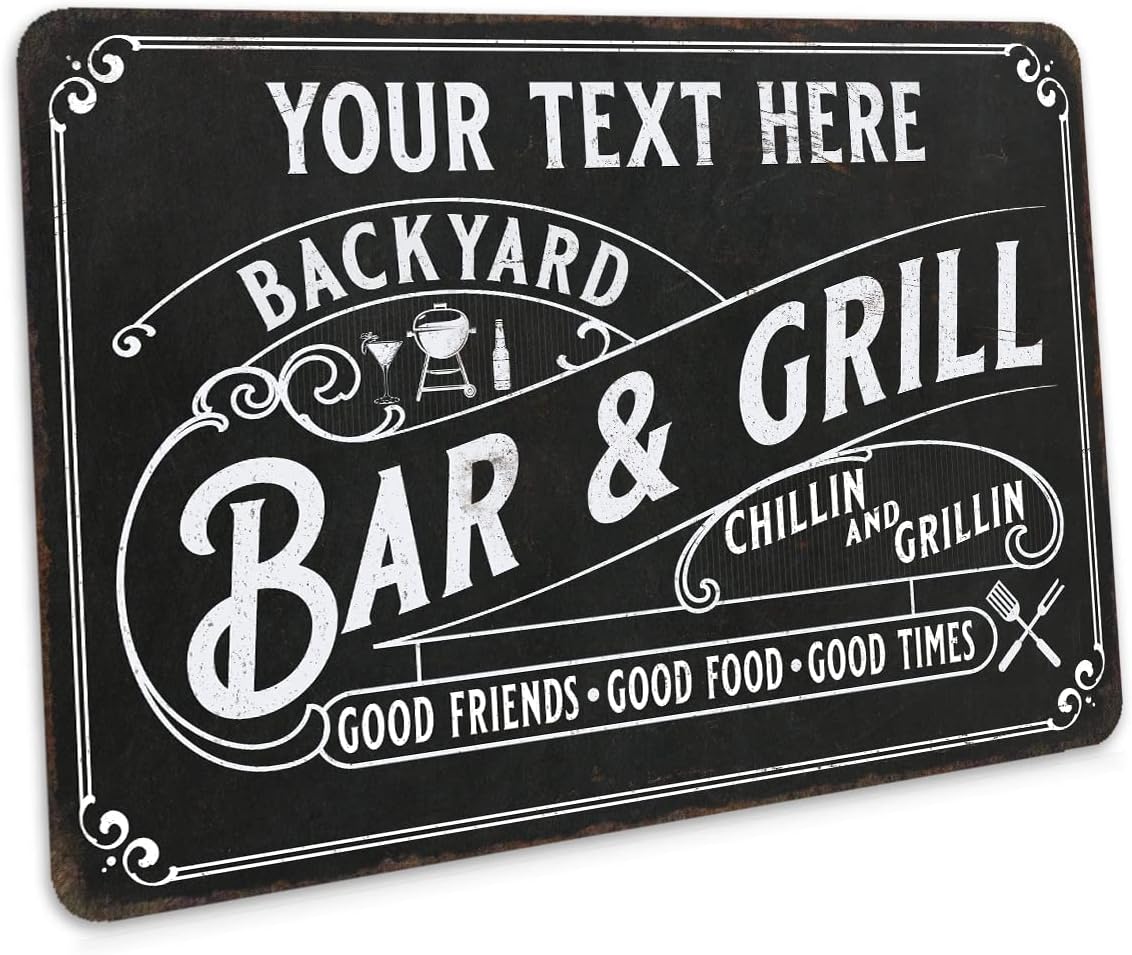 Backyard Bar and Grill Personalized Sign Patio Décorative Signs Porch Backyard Décor 12x18 112180114001