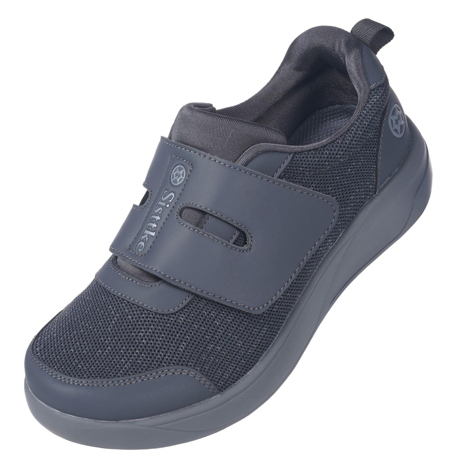 Sisttke Zapatos para diabéticos para hombre, puntera ancha, zapatos para caminar para ancianos hinchados, edema, neuropatía y alivio del dolor de pies