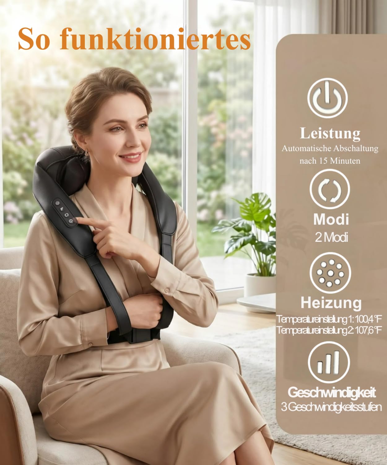 Kabelloses Shiatsu Massagegerät 4D,Nackenmassagegerät mit Wärme, 4D Shiatsu Tief knetende Nackenmassage für Nacken, Schulter, Rücken, Geschenke für Frauen Männer