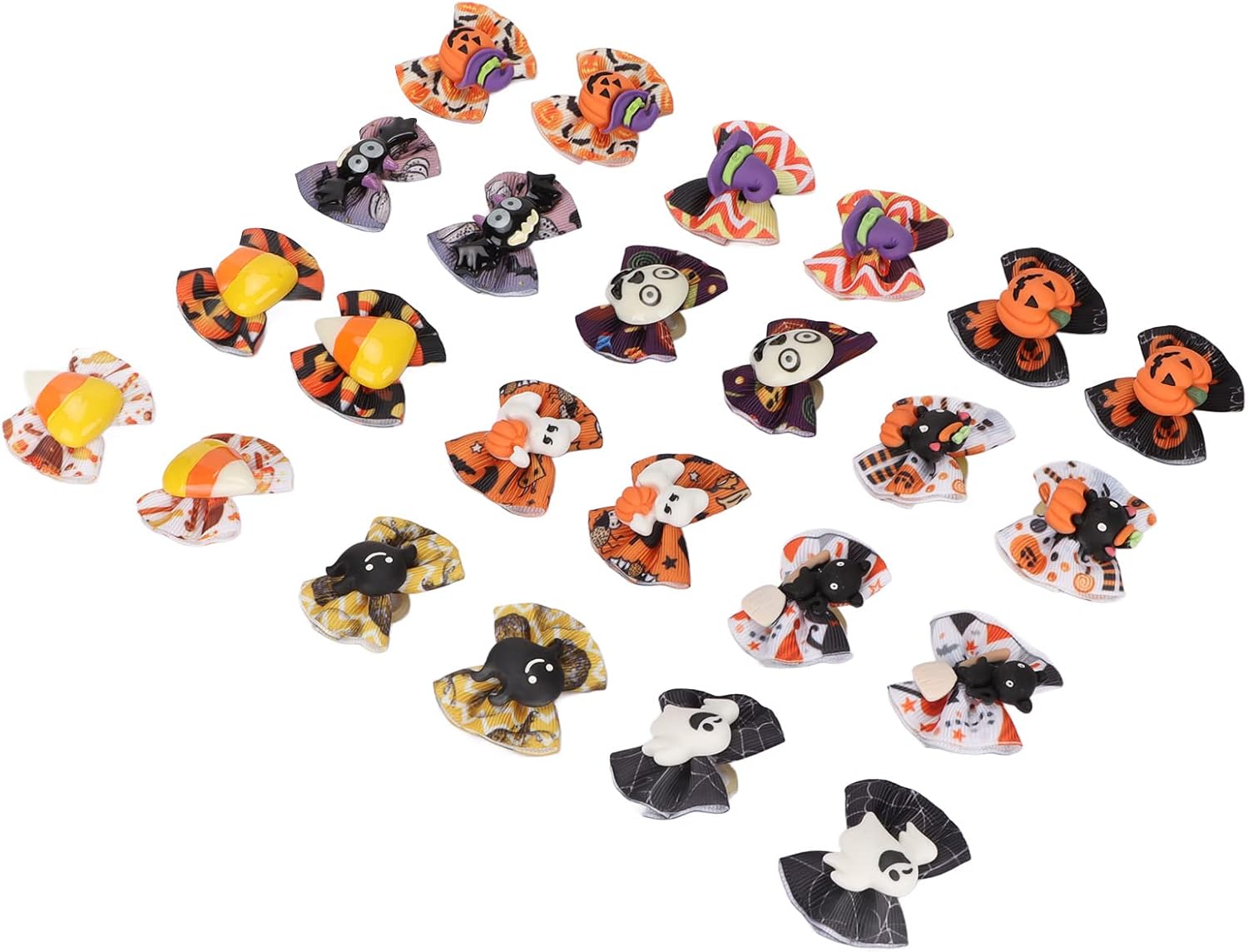 24 Pieces Halloween Dog Hair Bows with Rubber Bands Small Dog Grooming Bows for Dogs Puppy Cat Pet Hair Accessories 8