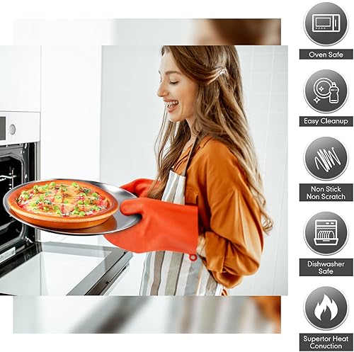 Miniatura 4 de 8 moldes para pizza de acero inoxidable a granel, redondos, para hornear, para horno, hogar, cocina, restaurante, seguro, resistente y sin óxido,