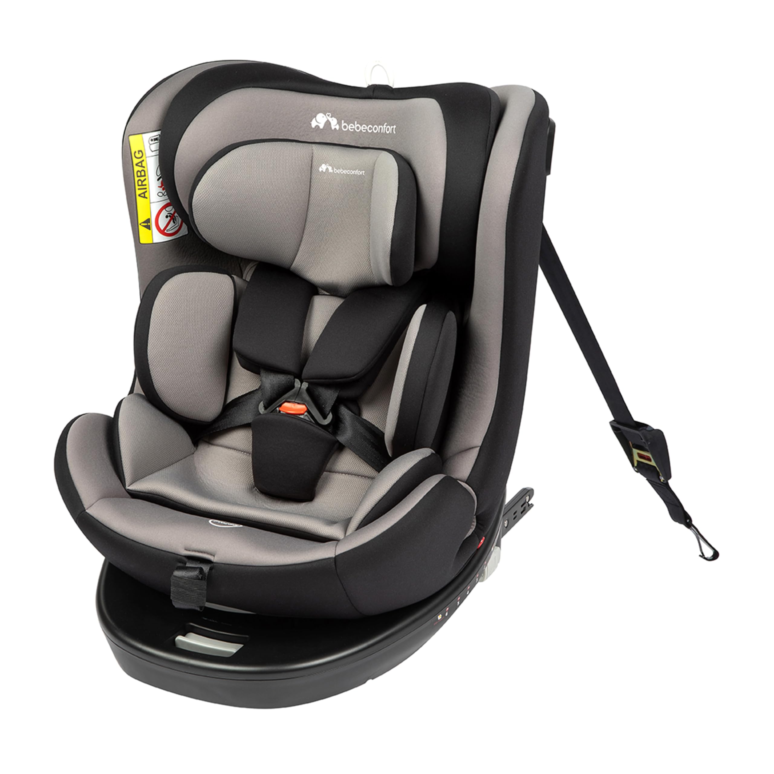 Bebeconfort EvolveFix i-Size, Autositz 360 Drehbar, 0–12 Jahre, 40–150 cm, ISOFIX Kindersitz Drehbar, 9 Kopfstützenpositionen, 5 Liegepositionen, Seitenaufprallschutz, Top Tether, Grey Mist