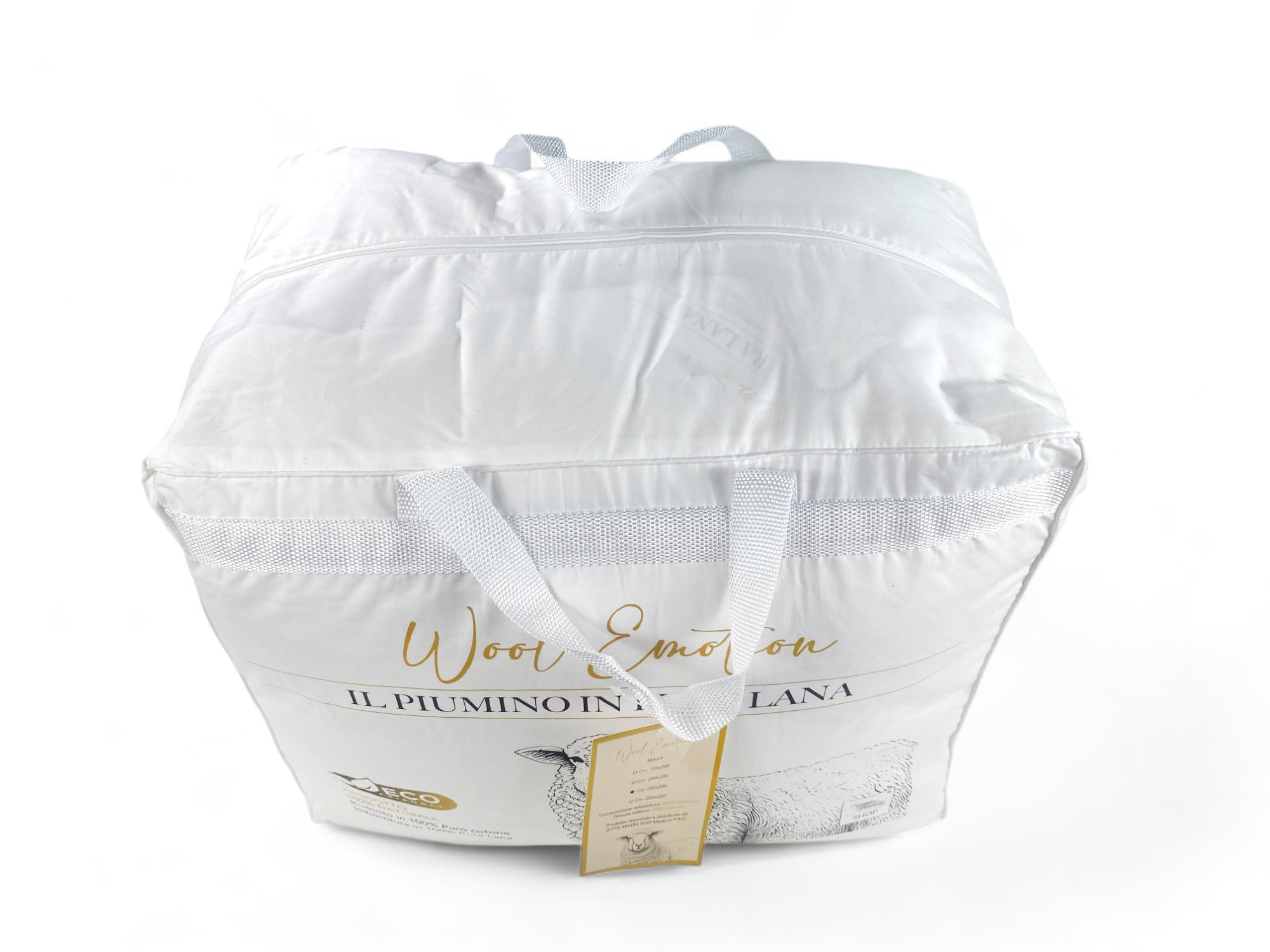 Tex family Piumino Invernale in pura Lana 100% Naturale, Wool Emotion, Rivestimento in Cotone Bianco Morbido, Profilo Argentato, 500gsm - 1 PIAZZA E MEZZA CM. 200X200