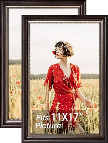 Space Art Deco, Juego de 2 marcos de 11 x 17 pulgadas sin paspartú, para arte o fotos, de cristal, resistentes a los golpes, para montaje en pared