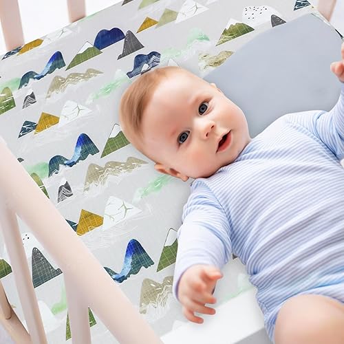 Miniatura 4 de TANOFAR Juego de ropa de cama de 4 piezas para cuna, para niños, bebé, cuna, sábana de cuna, colcha, falda de cuna y pañales, juego de edredón para