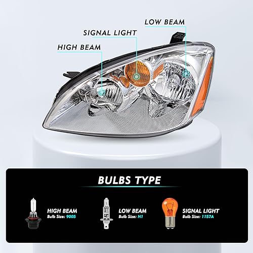 Miniatura 2 de TUSDAR Compatible con Nissan Altima 2002 2003 2004 Conjunto de faros delanteros halógenos modelo izquierdo del conductor y lado derecho del pasajero
