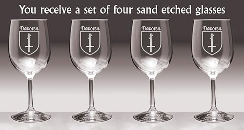 Miniatura 2 de Davoren - Juego de 4 copas de vino con escudo irlandés de armas (arena)