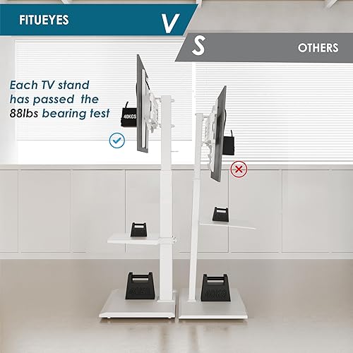 Miniatura 13 de FITUEYES - Soporte giratorio de suelo para TV, base de hierro, con ménsulas de montaje, para ahorro de espacio; para televisores LCD, LED, OLED,