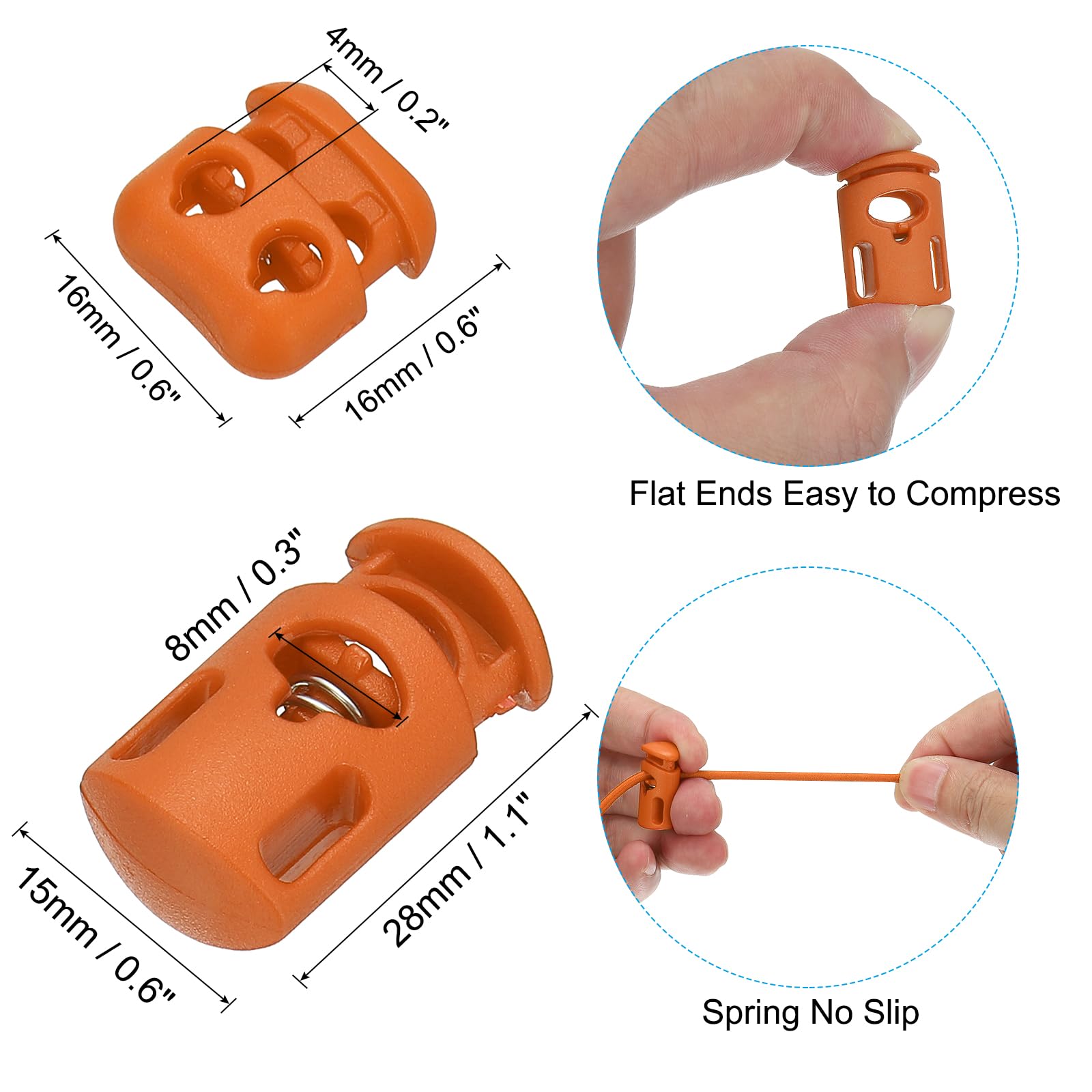 PATIKIL 16 Yard Elastic Bungee Cord & 10pcs Single Hole Cord Lock & 10pcs Double Hole Spring Toggle Stopper for Paracord Drawstring Shoelace Clothing Backpack Bags - Image 3