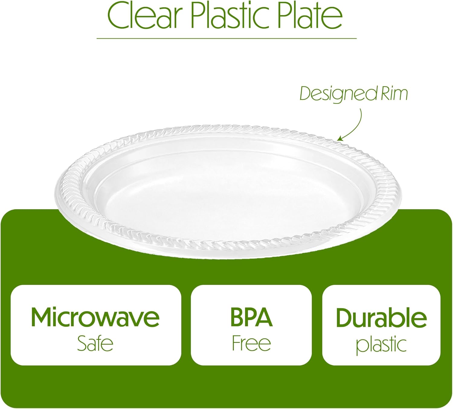 PLASTICPRO 160 Pack Clear Plastic Plates 9 Inch Bulk Pack Durable Disposable Plastic Dinner Plates for Parties Events BBQ
