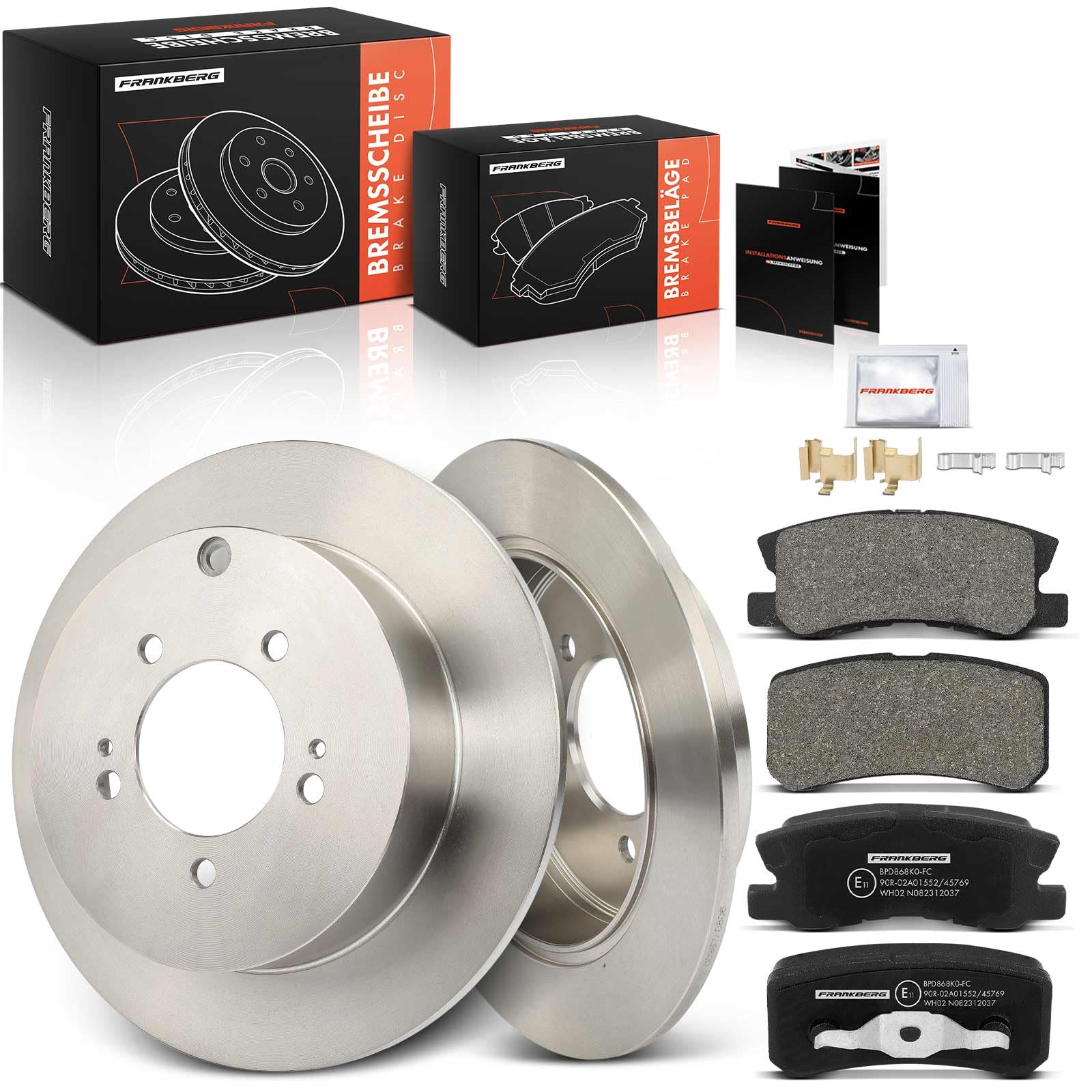 Frankberg 2x Bremsscheiben + 4x Bremsbeläge Hinten 4615A035 | Kompatibel mit Lancer VIII Sportback CXA, C-Crosser Enterprise VU VV, C-Crosser VU VV, Lancer VIII CYA CZA, Outlander II CWW