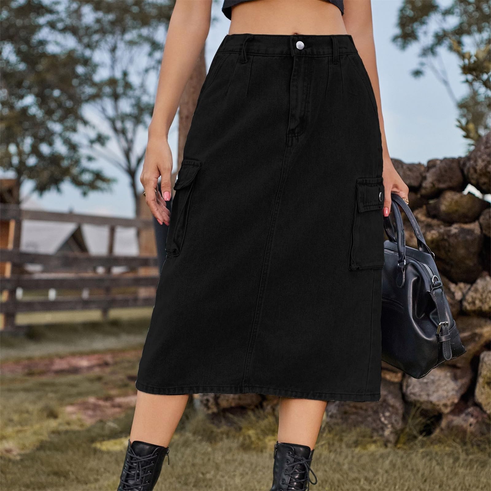 Générique Jupe Longue Femme Haute Élégante Plage Taille pour Longue Tour Vacances Plissée De Femme Décontractée Elastique Bohême Maxi avec Poches Plage en A-Ligne Jupe