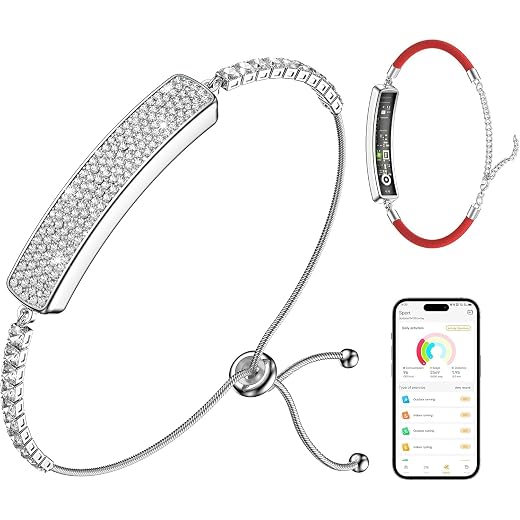 Smart Bracelet for Women – Fitness Tracker with Heart Rate, Sleep & Step Tracking, 1ATM Water Resistant, Multi-Sport Modes, Fitness Tracking Wearable with Free App, 2 Bands(Silver)
