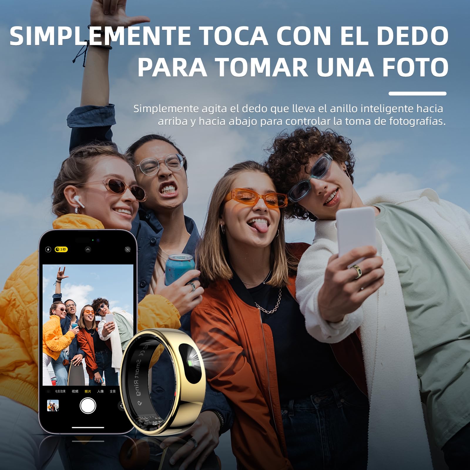 Health Ring Pro Inteligente Anillo Táctil versión Mejorada con Bluetooth, Resistente al Agua 10 ATM, Rastreador de Actividad Física (Plata, 8)
