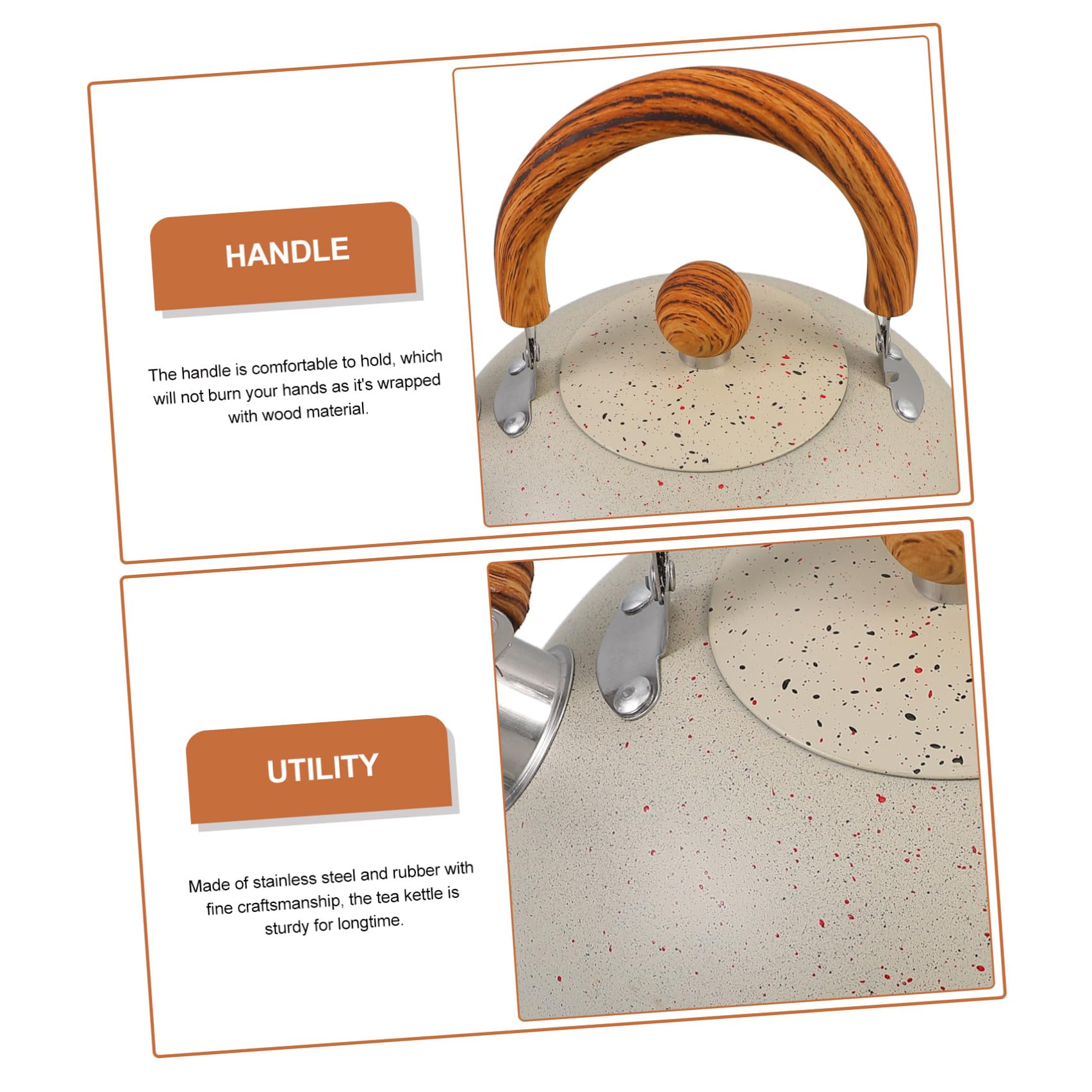 DECHOUS Hervidor de Agua Silbante de Acero Inoxidable 2.5l Mango de Madera y Fondo Resistente al Calor para Camping y Uso Doméstico