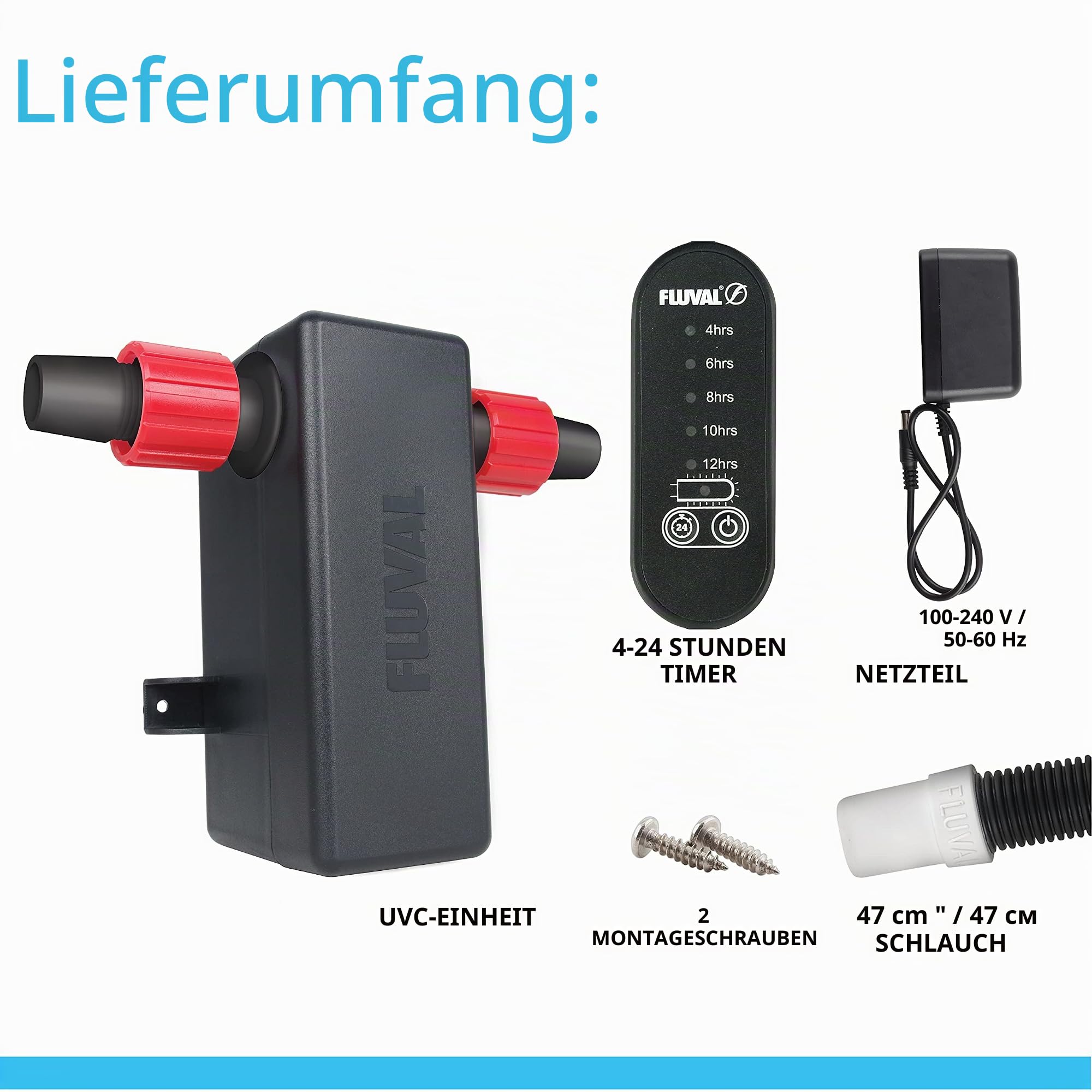 Fluval UVC-Klärer, für Aquarien, UVC Klärer mit CCFL-Lamp Technologie