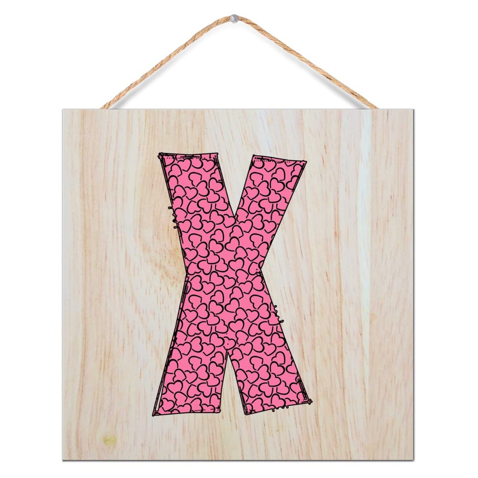 Plaque en bois cœur rose lettre X pour étagère de mariage romantique