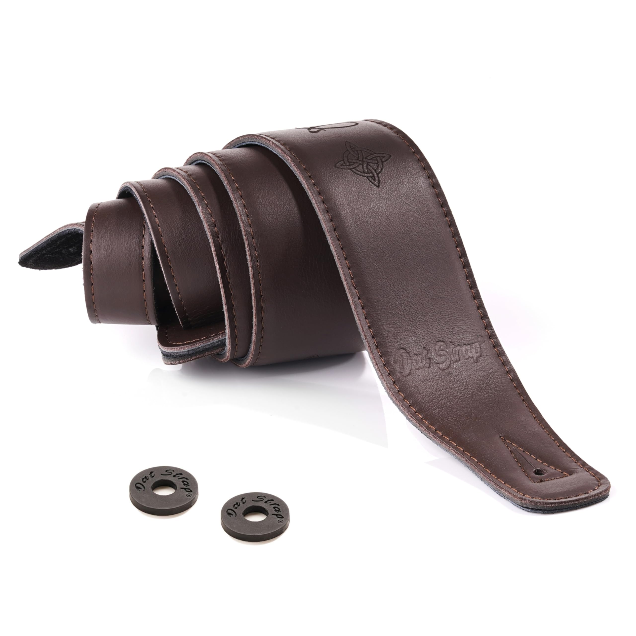 Dat Strap Unisex Dark Brown Personalised Personalised Dark Brown Leather Guitar Strap 100% Handmade Adjustable Real Leather | Padded Layer For Comfort | For Electric, Acoustic, Bass And Classical Guitar
