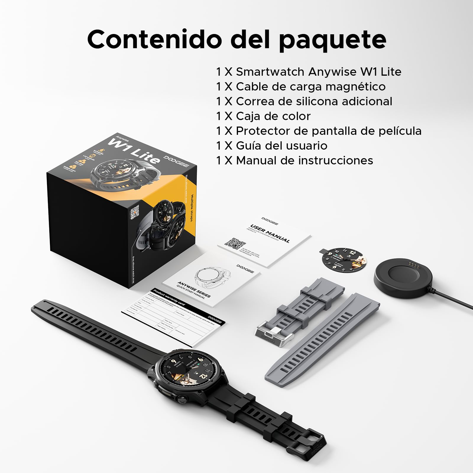 ANYWISE W1 LITE Smartwatch uomo,1.43''AMOLED Rugged Smartwatch Per Android/IOS, 5ATM Fitness Tracker,170+Sports Modes, Answer/Make Calls/12 Days Battery/Heart Rate/SpO2/Sleep Monitor