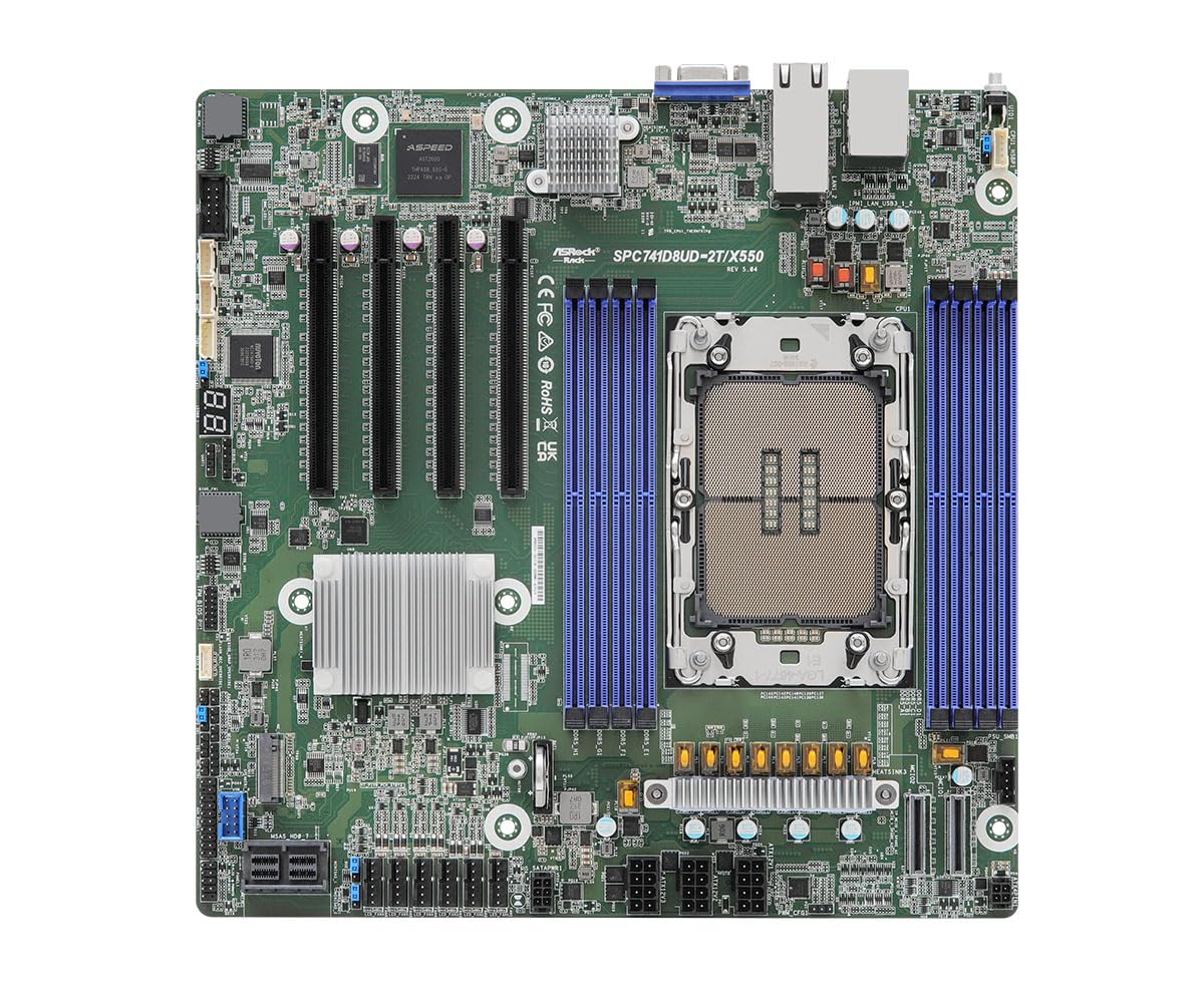 ASRock Rack SPC741D8UD-2T/X550 Deep Micro-ATX Server Motherboard Single Socket 4th Gen Intel Xeon Scalable Processors (LGA 4677) C741 4 PCIe gen5 Dual 10G LAN