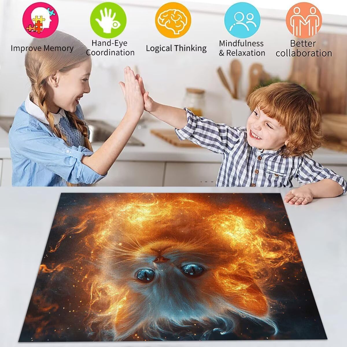 Puzzle Erwachsene 2000 Teile Katze Abstrakt Educa Jigsaw für Kinder ab 8 Jahren Mädchen Jungen, Erwachsene Impossible Klassische Puzzles Schwer, Anspruchsvoll Spielspaß, Als Geschenke 70x99cm t-646