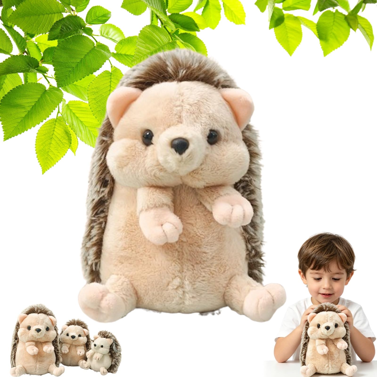 ZBELLO Hedgehog Plush, Realistic Soft Cuddly Hedgehog Toy, Cute Hedgehog Plush Toy, Stuffed Animal, Plush Toy, Gifts for Kids & Animal Lovers (Hedgehog,17cm)