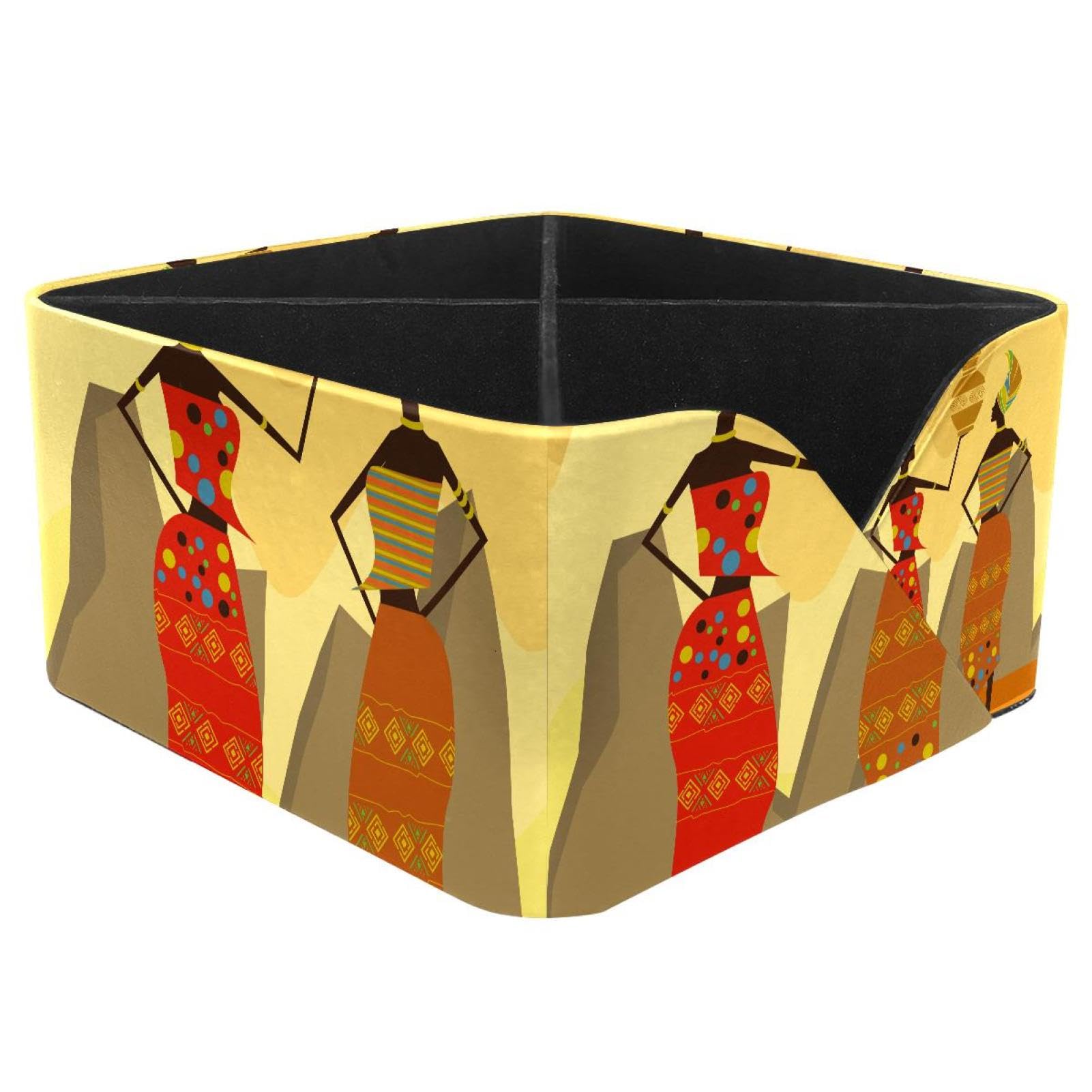 KengjuTesu African Womens Desktop Organizer Pen Holder, Rectangular Pencil Cup for Office, Study and Makeup Stations