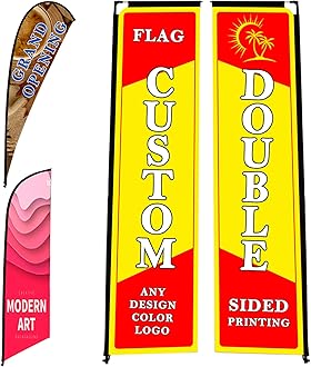 Custom Feather Flags for Business Outside Advertising Personalized Swooper Flag Banner (Only Flag) Customized Logo Text Design Double Sided Store Sign Open